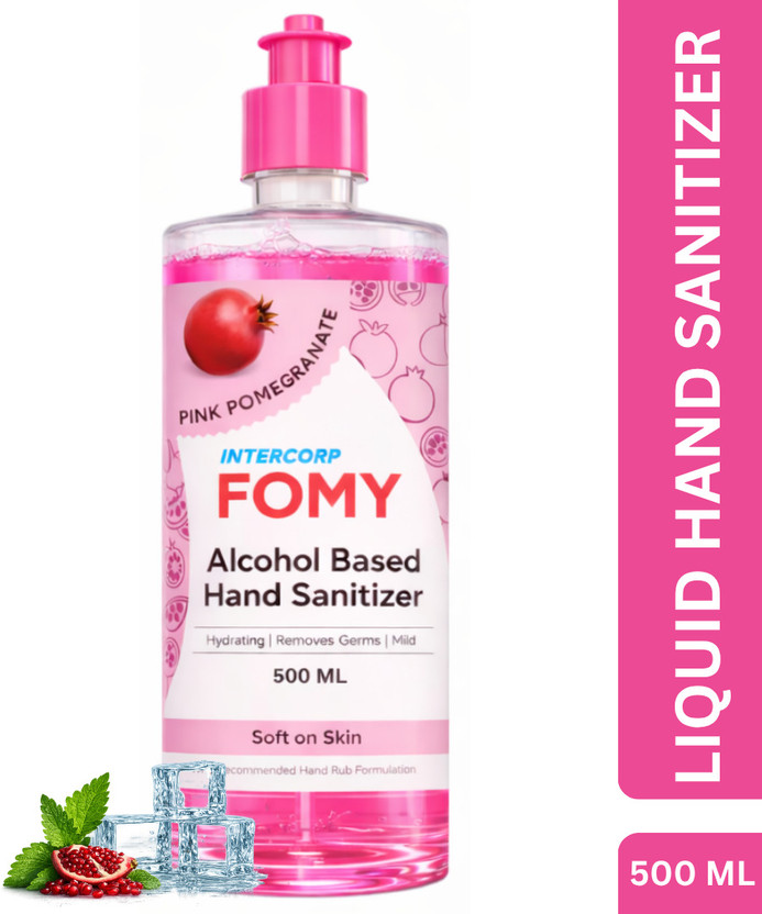 Intercorp Fomy 75% Isopropyl Alcohol-based Hand Rub Sanitizer and Disinfectant, 500 ml Each (Pomegranate) Hand Sanitizer Bottle(500 ml)