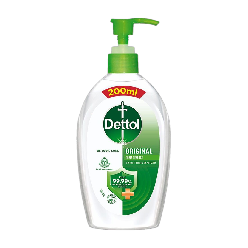 Dettol Original Instant , Small, Travel, Gel, non sticky, kills germs Hand Sanitizer Pump Dispenser(0.2 L)