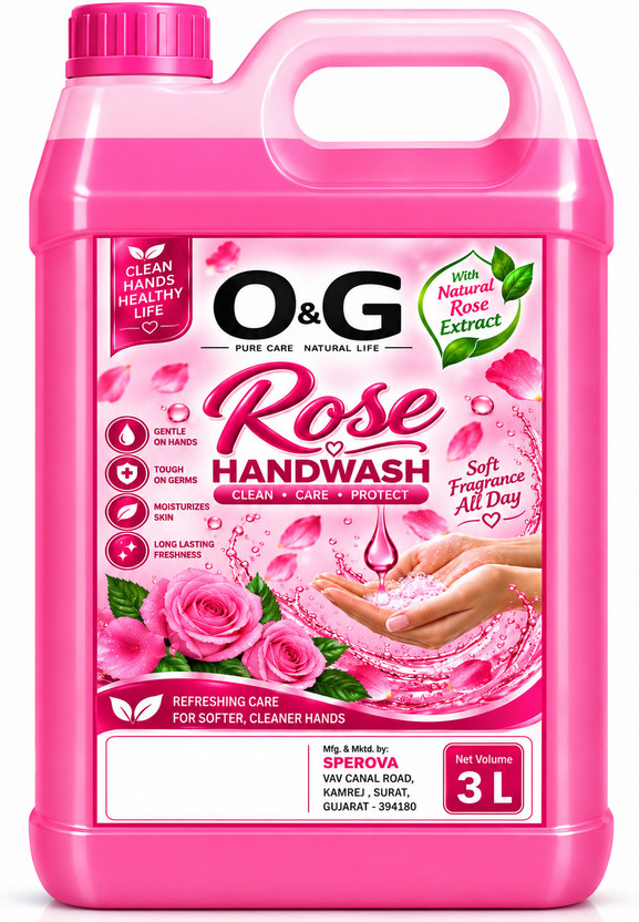O&G Handwash |99.9% Germ Protection| Rose Liquid Handwash| Handwash 3 Liter Hand Wash Can(3 L)