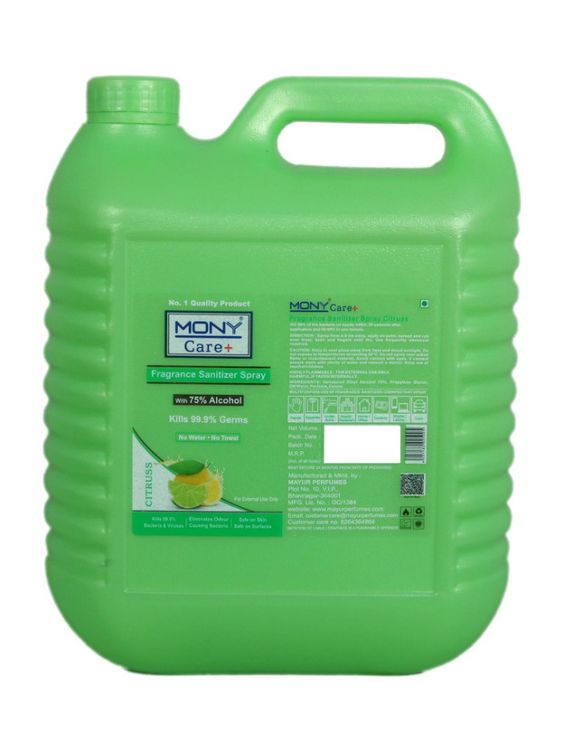 Mony Citrus  Spray 75 % Alcohol Content Hand Sanitizer Can(5 L)