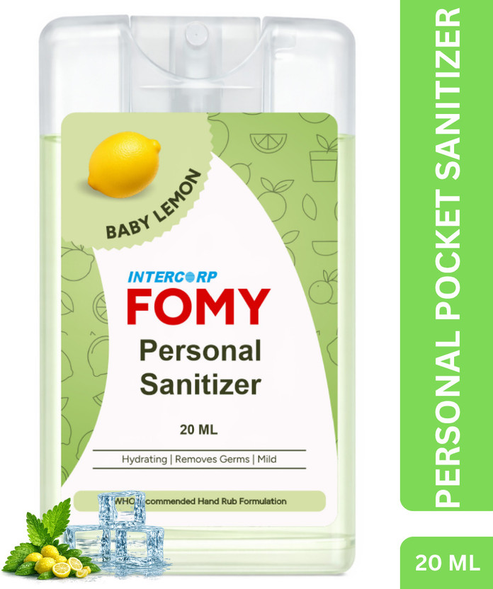 Intercorp Fomy Alcohol-based Portable Sanitizer and Disinfectant Pocket Spray (Baby Lemon) Sanitizer Spray Spray Bottle(20 ml)