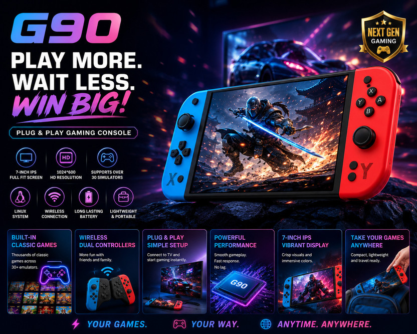 Divine creation G90 Retro Video Gamepad Console HD Gaming Support,Dual Joystick Controller D197 Handheld Gaming Console(Multicolor)