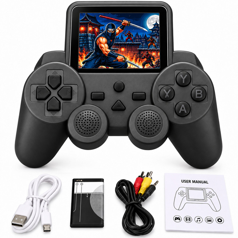 HG WORLD Retro S10 Gamepad gaming console forPortableStyle Pocket GameBox Handheld Gaming 3.5TFT Screen Rechargeable Battery handheld console Hand video game for tv 128MB GB with 520+Preinstall video game handheld,Best Gift All Ages Mario Game,Mortal Kombat(Black, Mini Video Game for Kids & Modern G
