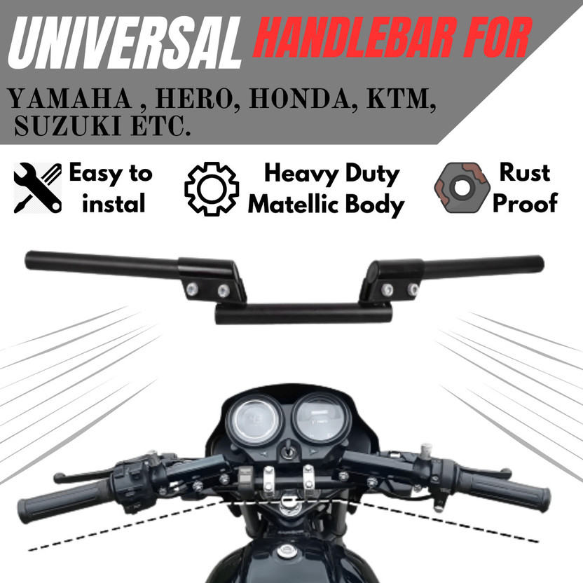 SHOWRIDE 3 Piece Universal Handle Bar For Universal Bikes Yamaha,Hero,KTM,Suzuki All Bike Handle Bar(Black)