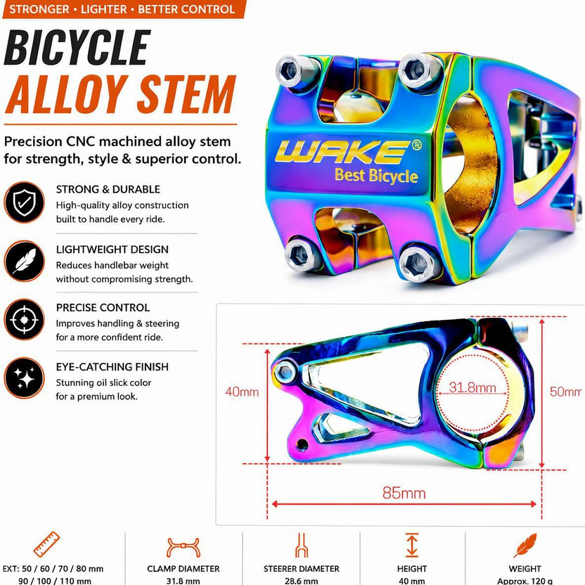 CARBON BIKE Bicycle colorful Rainbow Stem Bicycle Handlebar Stem for MTB 31.8mm Handlebar Riser Kit