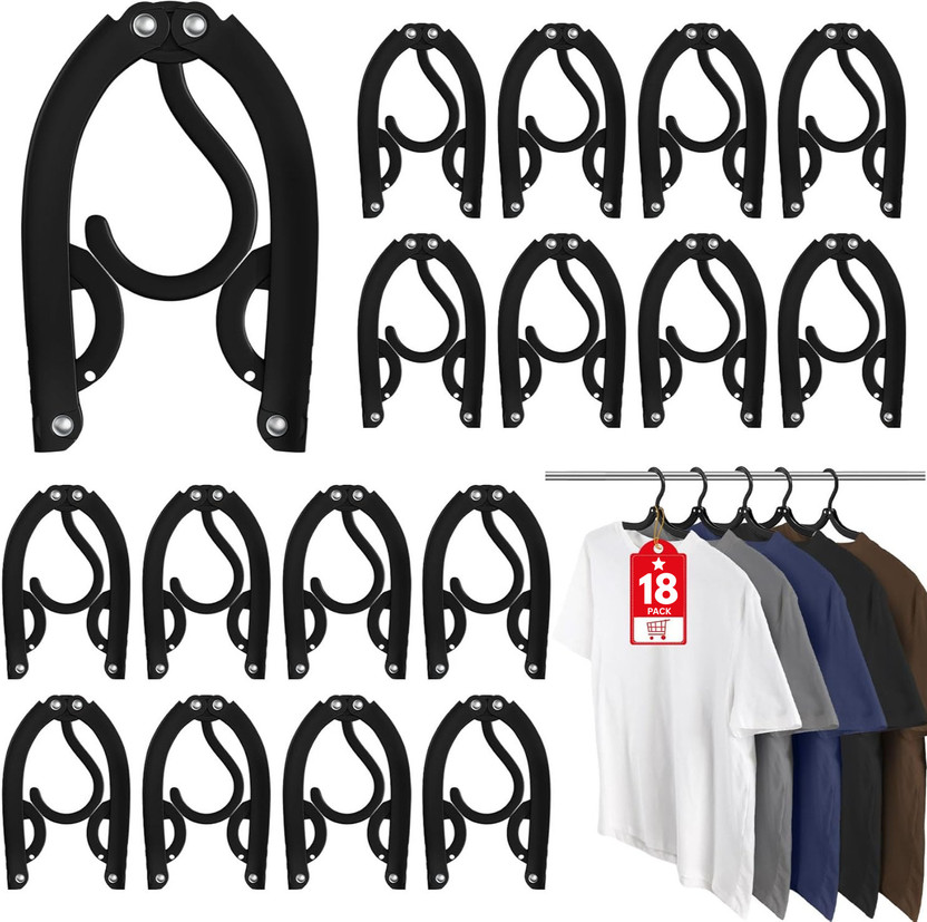 Shyam Creation Portable Foldable Travel Hangers for Clothes Pack of 18 Plastic Trousers Pack of 18 Hangers For  Trousers(Black)