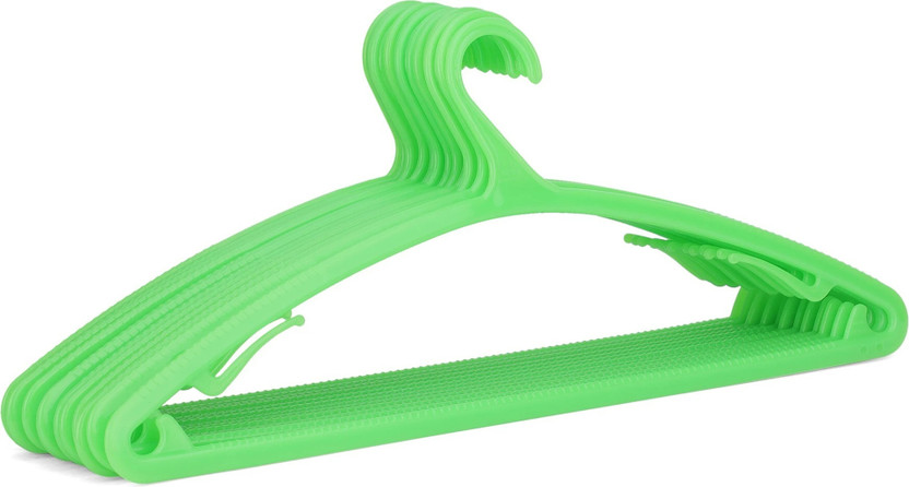 Happy to Hang Breeze-Grass_Pack of 12 Plastic Dress Pack of 12 Hangers For  Dress(Green)