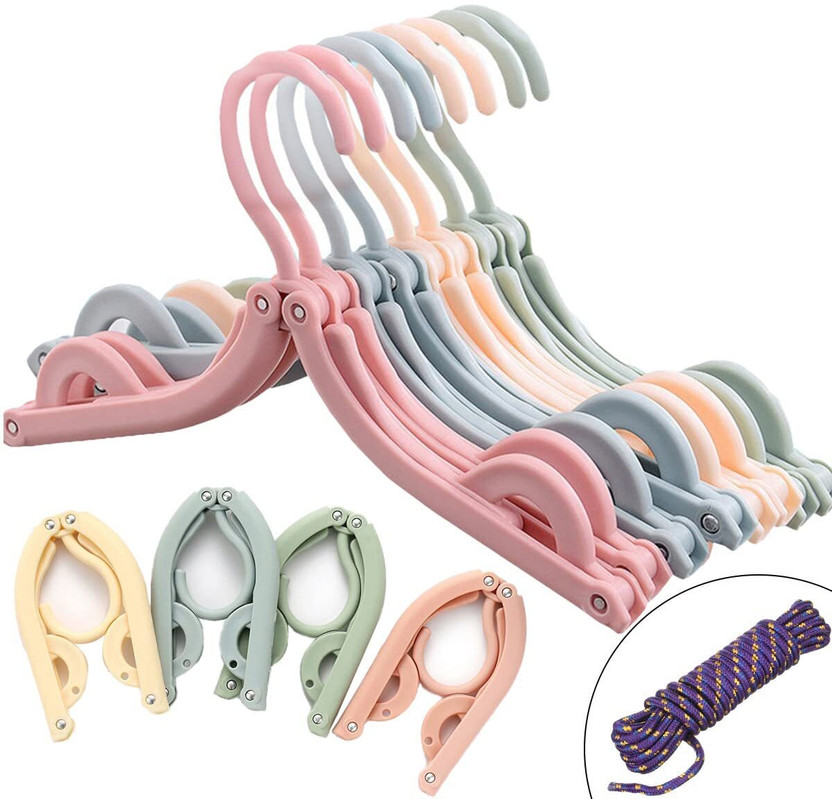Lipzie 10 Pcs Foldable Travel Hangers |Portable Lightweight Collapsible Clothes Hangers Plastic Shirt Pack of 10 Hangers For  Shirt(Multicolor)