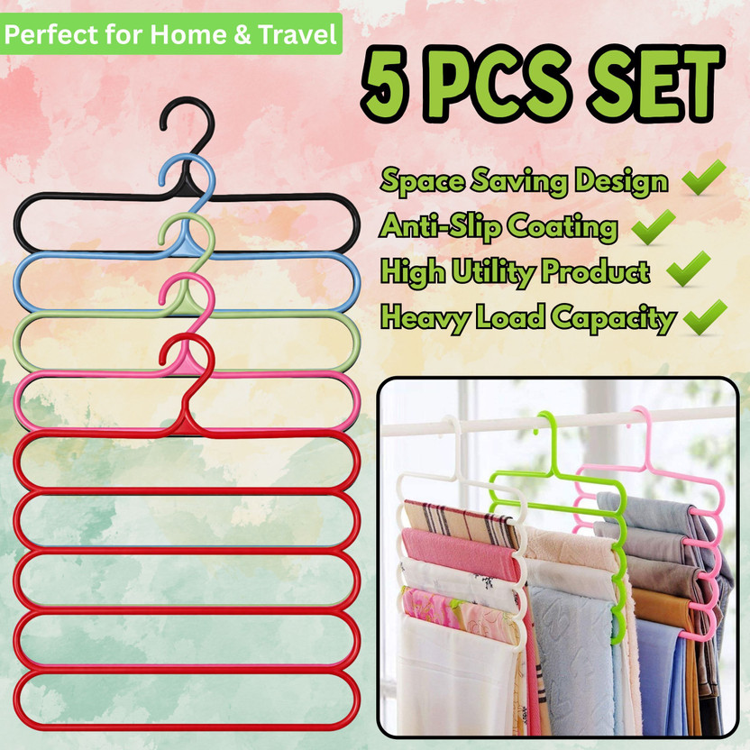 SEE INSIDE Travel Friendly Design Plastic Shirt Pack of 5 Hangers For  Shirt(Multicolor)