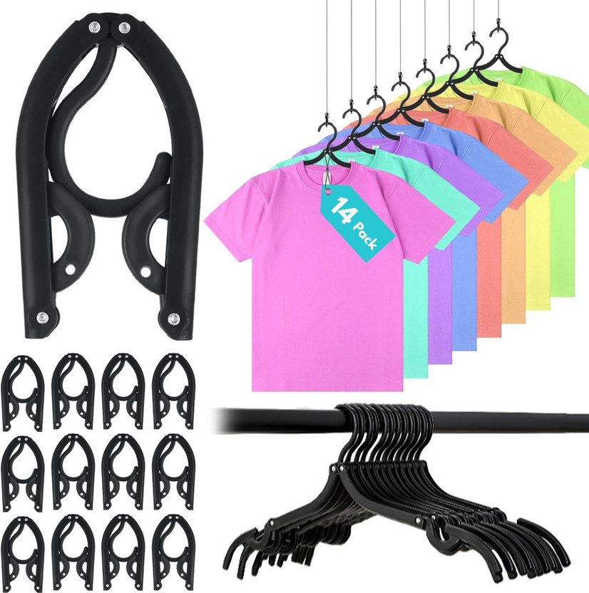 Shyam Creation Portable Foldable Travel Hangers for Clothes Pack of 14 Plastic Trousers Pack of 14 Hangers For  Trousers(Black)