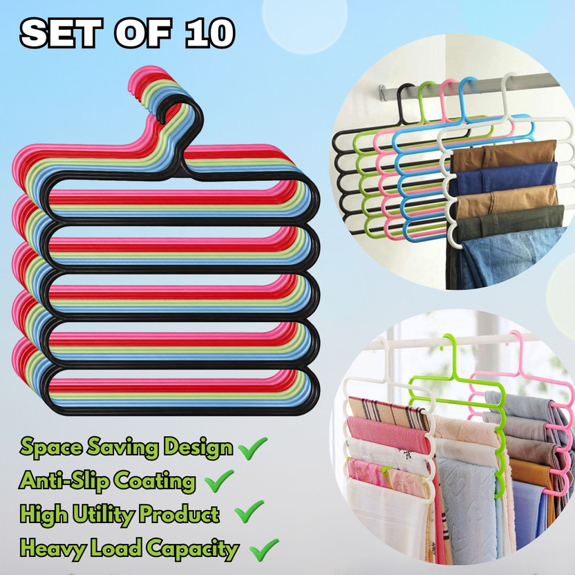 SEE INSIDE Travel Friendly Design Plastic Shirt Pack of 10 Hangers For  Shirt(Multicolor)