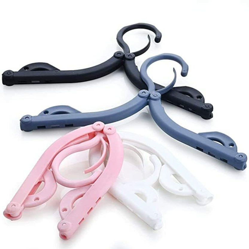 Siaan Magic Folding Cloths Hanger with Anti-Slip Groove for Home Travel Outdoor Plastic Shirt Pack of 2 Hangers For  Shirt(Multicolor)