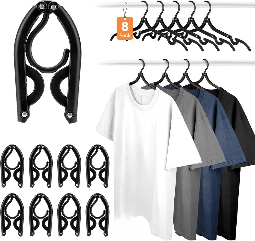 Shyam Creation Portable Foldable Travel Hangers for Clothes Pack of 8 Plastic Trousers Pack of 8 Hangers For  Trousers(Black)
