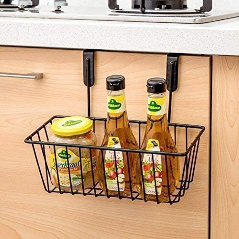 SHANVI ENTERPRISES Metal Wire Multipurpose Over Door Basket Hanging Cabinet Storage Organizer. Accessories Organizer