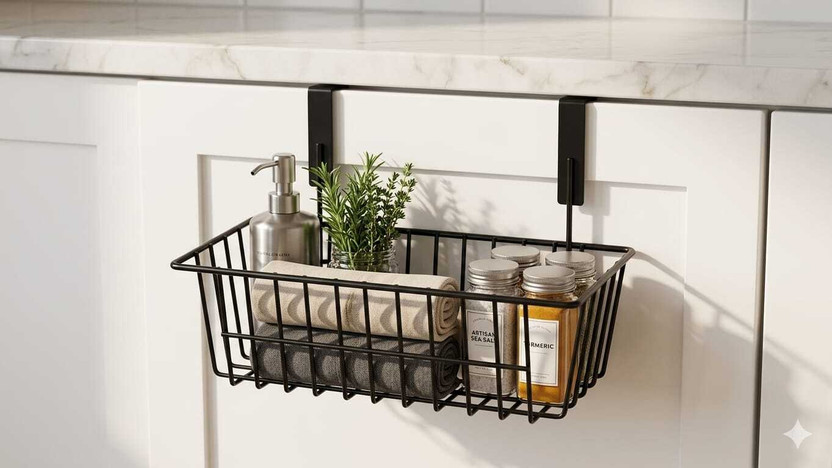 KITCHEN KART Premium Over-the-Cabinet Hanging Basket Organizer Stationery Organizer, Accessories Organizer, Regular Organizer
