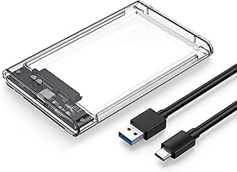 ULTRABYTES Type C TRANSPARENT SATA SSD CASING 2.5 inch Shock Resistant Hard Disk Enclosure Case Type C(For 2.5" HDD Case, SATA Hard Disk case, TRANSPARENT)