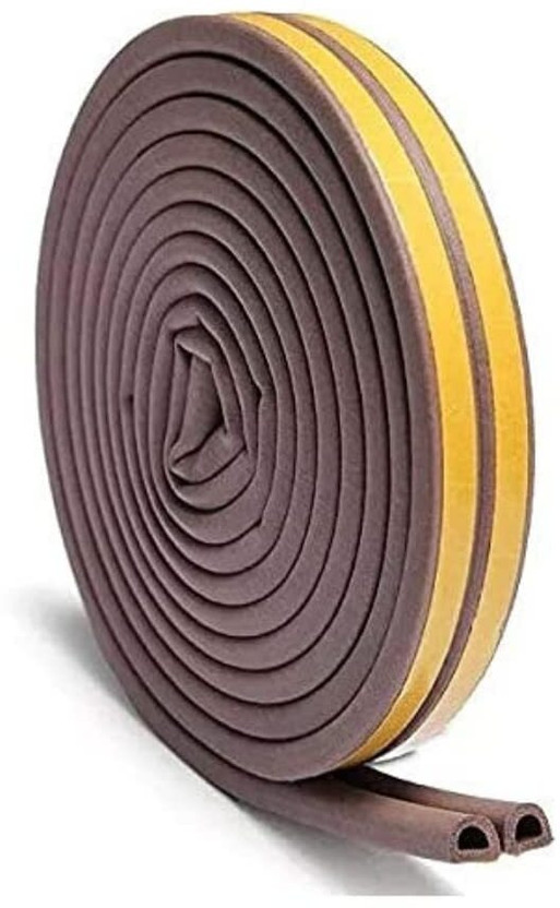 AaruBhakti D-Shape Self-Adhesive Door Seal Strip 3 m Single Sided Tape(Brown Pack of 1)