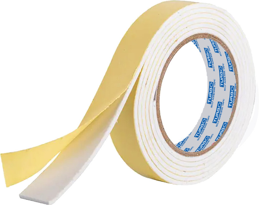 TURBO Double Sided Foam Tape Heavy-Duty Self Adhesive Mounting Tape for Furniture 2.5 m Foam Tape(White Pack of 6)