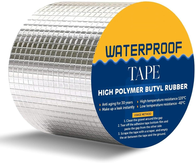 PINOPZA Self Adhesive Butyl Tape Without Dispenser Waterproof Repair Tape (Manual)(Set of 1, Silver)