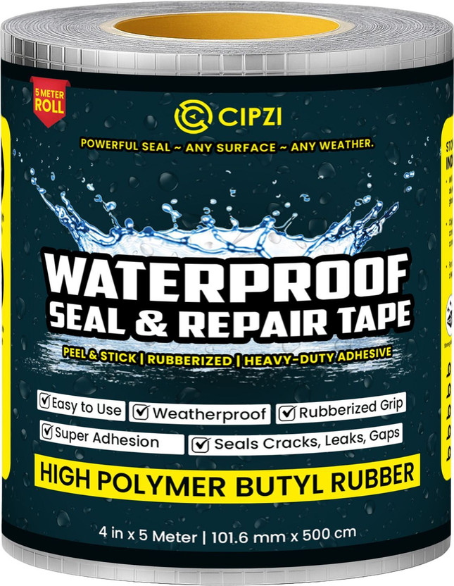Cipzi Leakage Repair Waterproof Tape for Any Water Leakage 5 m Butyl Tape(Silver Pack of 1)