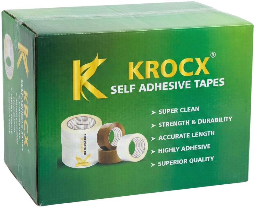 KROCX Self-Adhesive Packaging Tape Bulk Box - 65m Length - For Industrial 65 m Single Sided Tape(Clear Pack of 144)