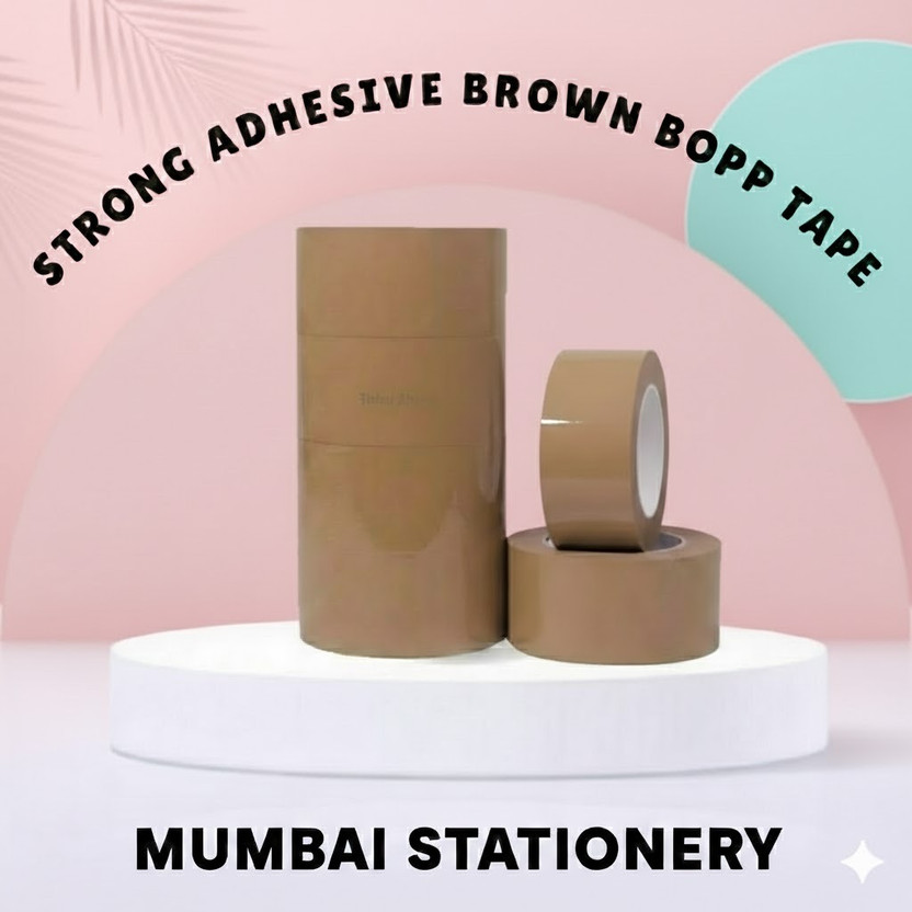 Mumbai stationery Super Strong brown packing tape 2 inch, 50 m Single Sided Tape(Brown Pack of 6)