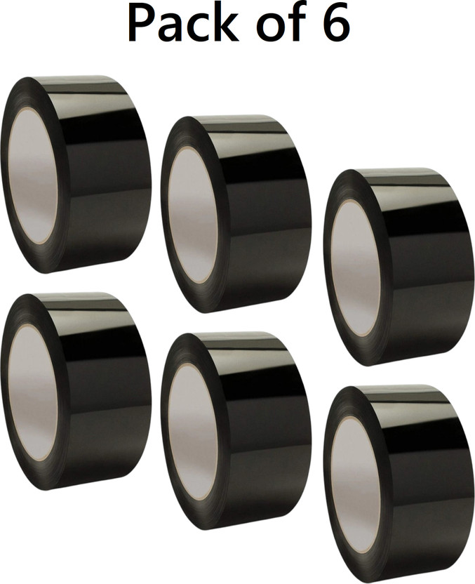 fixme Adhesive Roll 1 inch 40m Tape Used for Packaging & DIY Projects, Photo Framing 240 m Single Sided Tape(Black Pack of 6)