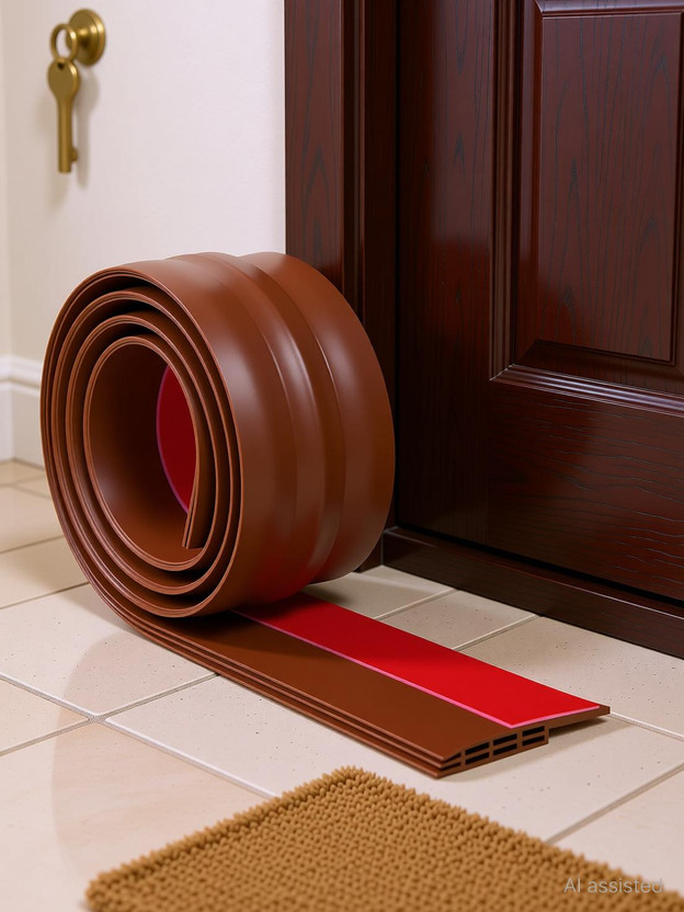 YHP Door Sealing Strip for Home (BROWN) Self-Adhesive Window/Door Tape for Seal, Cockroach Insect Bugs Stopper 1 Meter Door Mounted Door Stopper(Brown)
