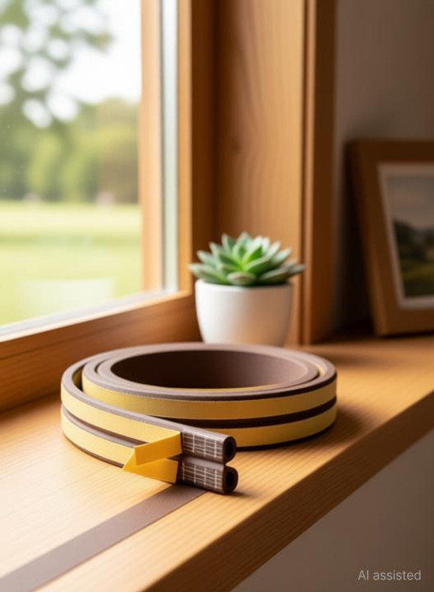 vitzie Self-Adhesive 2x3=6m D Shape Insulation, Weather Proof, dust Proof,Sound Proof, 300 cm Single Sided Tape(Brown Pack of 1)