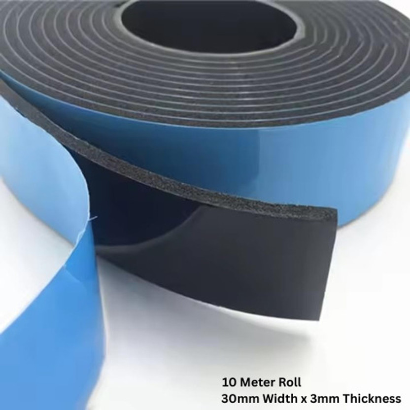 Aicon 30mm x 3mm Self Adhesive Rubber Foam Tape for Soundproofing, Weatherproofing, 10 m Foam Tape(Black Pack of 1)
