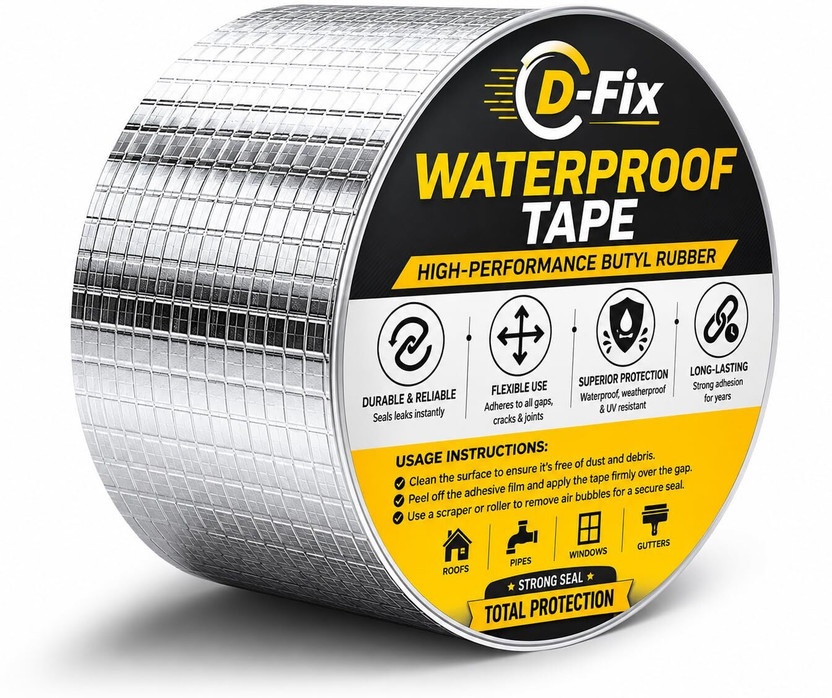D-fix D-fix Super Strong Waterproof Permanent 5 m Butyl Tape(Silver Pack of 1) - Flipkart Deal