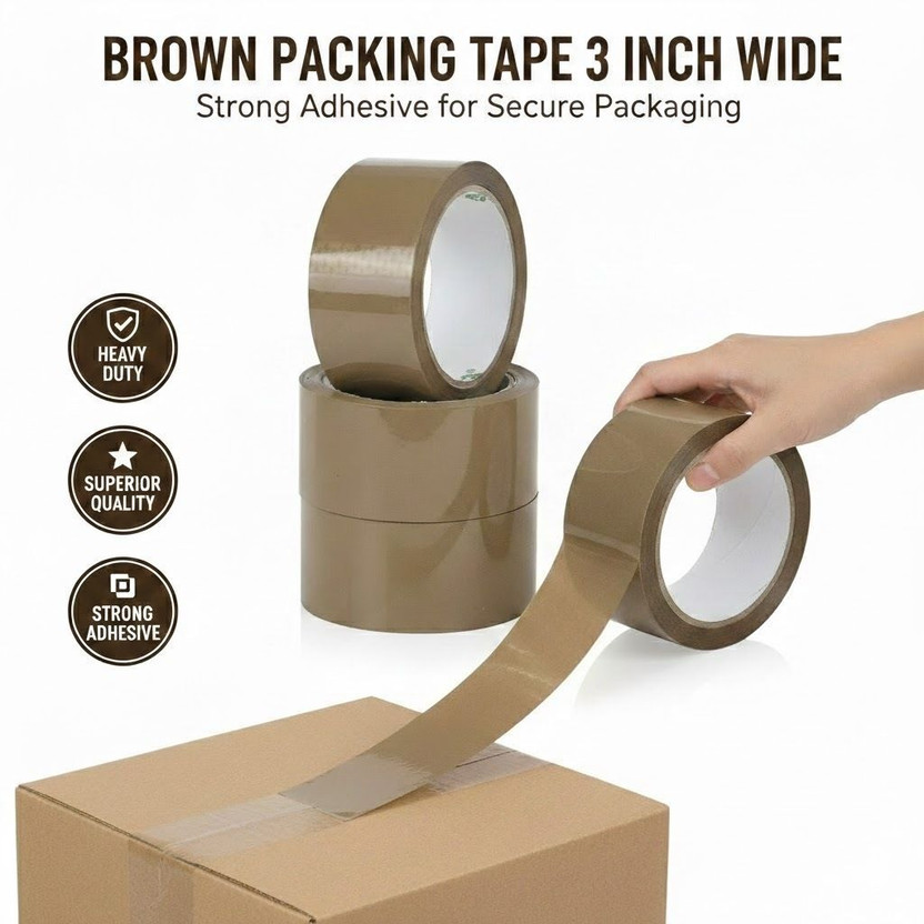 Mumbai stationery Industrial Brown Tape 3 inch 75 m Single Sided Tape(Brown Pack of 4)