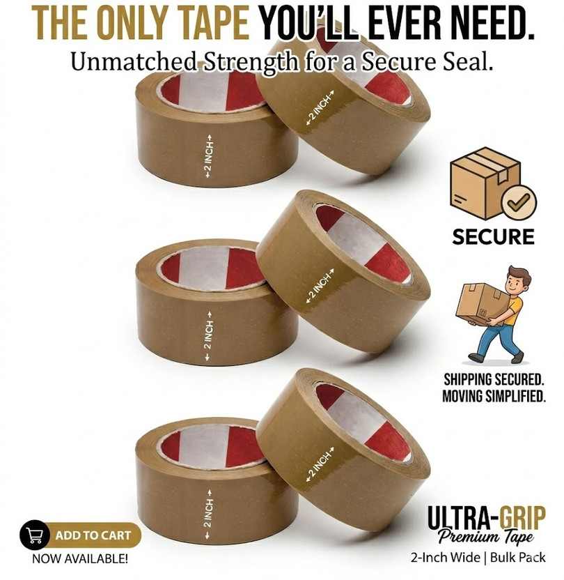 Mumbai stationery Office Packing Brown Tape 2inch, 50 m Single Sided Tape(Brown Pack of 6)