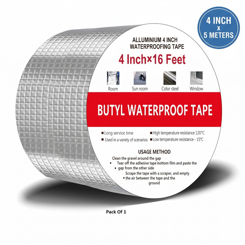 YOGVAYNA YOGVAYNA Super Strong Waterproof Butyl Tape 4 Inch 5M Aluminum Foil Pipe Sealing Tape 5 m Butyl Tape(Silver Pack of 1) - Flipkart Deal