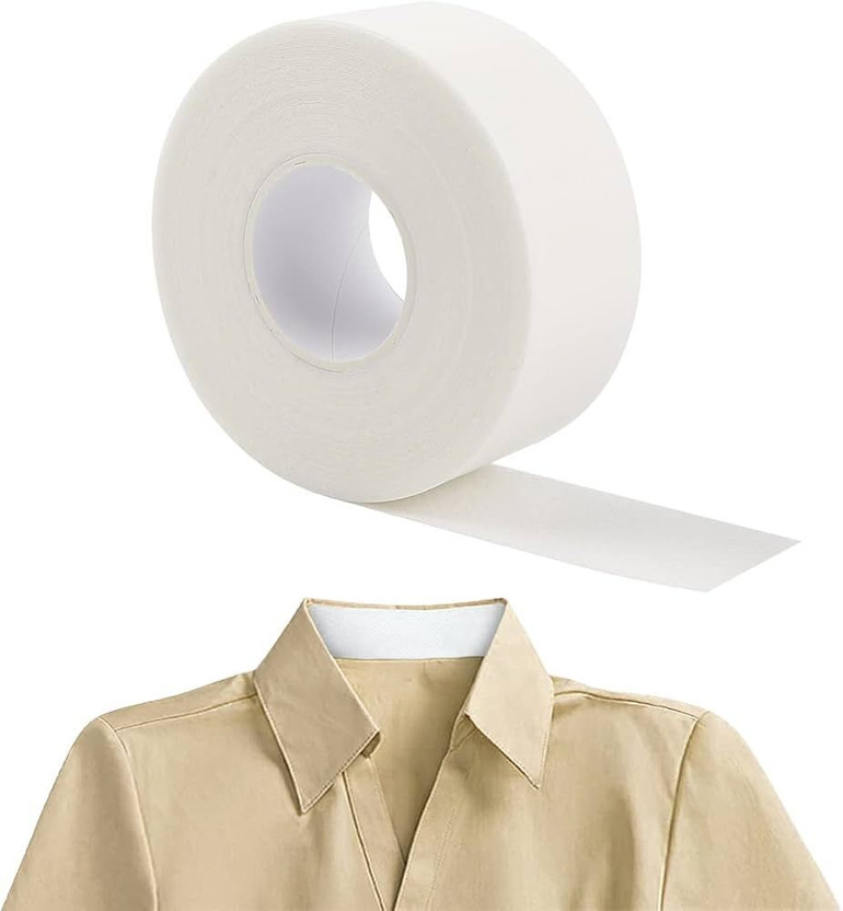 fenku mart Collar Protector Tape 8 Meter Self Adhesive Shirt Neck Sweat Protector Strip Collar Stay(Cotton Pack of 1)