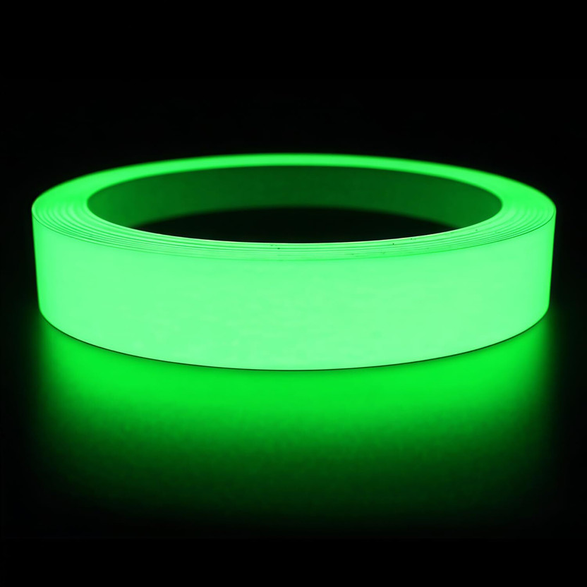 PIXORA Waterproof Fluorescent Tape Glow Tape Portable Bright for Black and Dark Area 15 mm x 5 m Green Reflective Tape(Pack of 1)