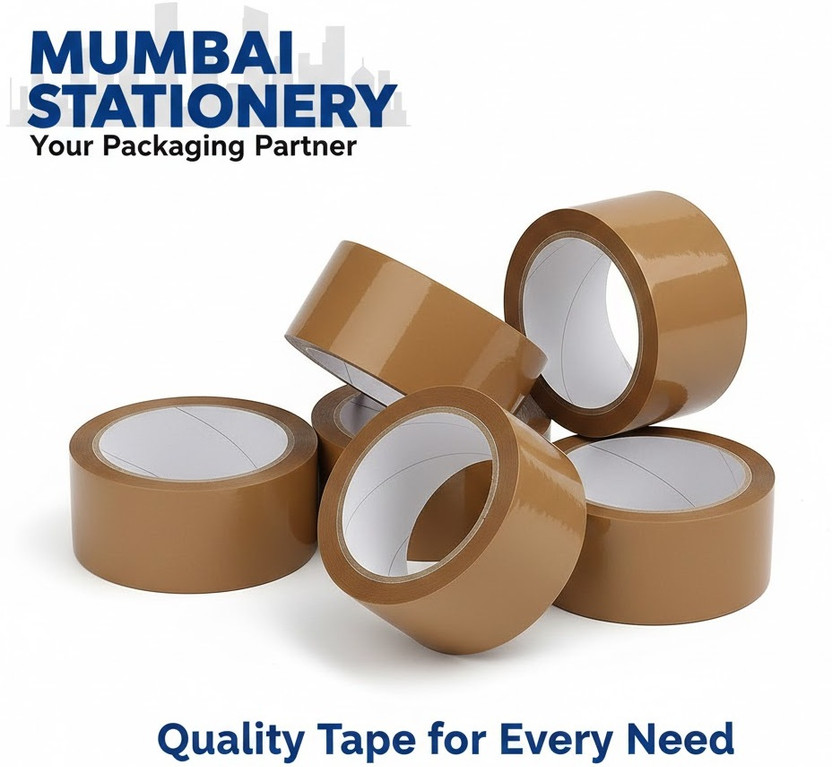 Mumbai stationery 2 inch Best Bopp tape for Box packing, 50 m Single Sided Tape(Brown Pack of 6)
