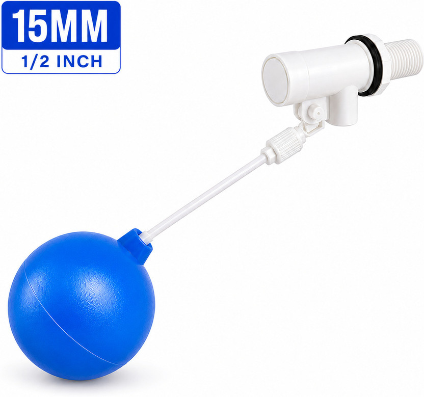 Khedut Bajar And Hardware 15MM PTMT Ball Cock Float Valve for Water Tank | Overflow Controller (1/2 Inch) Automatic Control Valves
