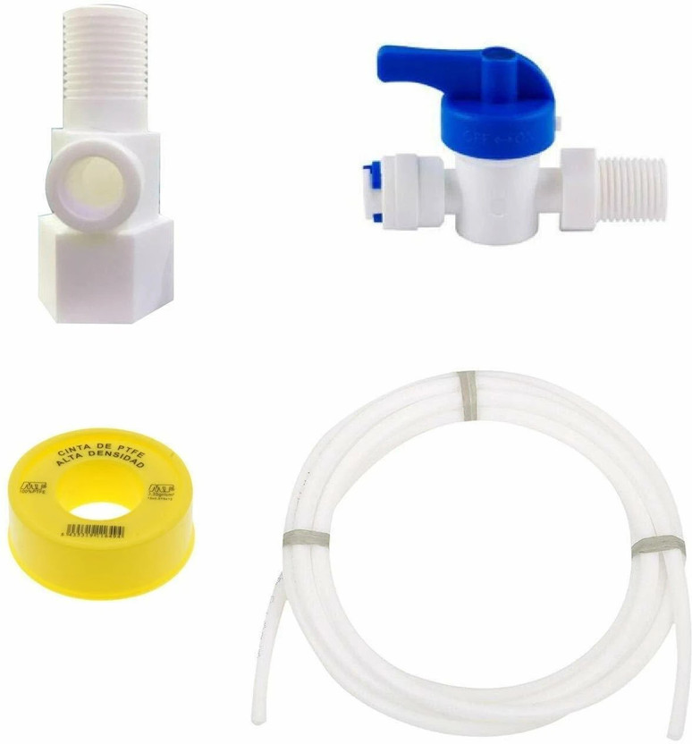 Aameria RO Inlet Valve/Connector, 1/4" (6mm) Push Fit Connection,Teflon Tape+1/4" Pipe Ball Valves