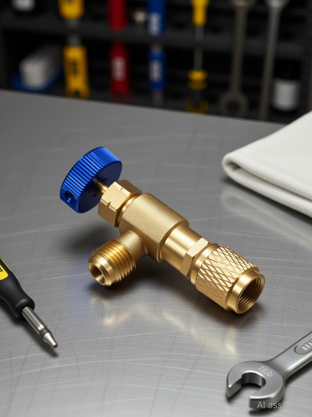 Digital Craft HVAC Brass Refrigerant Safety Valve Adapter 1/4" M x 1/4" F SAE for AC Systems Ball Valves