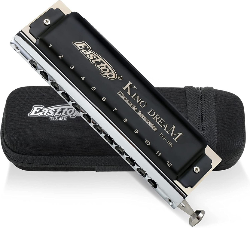 Eeast top King Dream Chromatic Harmonica Key of C,12 Hole 48 Tone Professional Mouth Organ(BLACK)