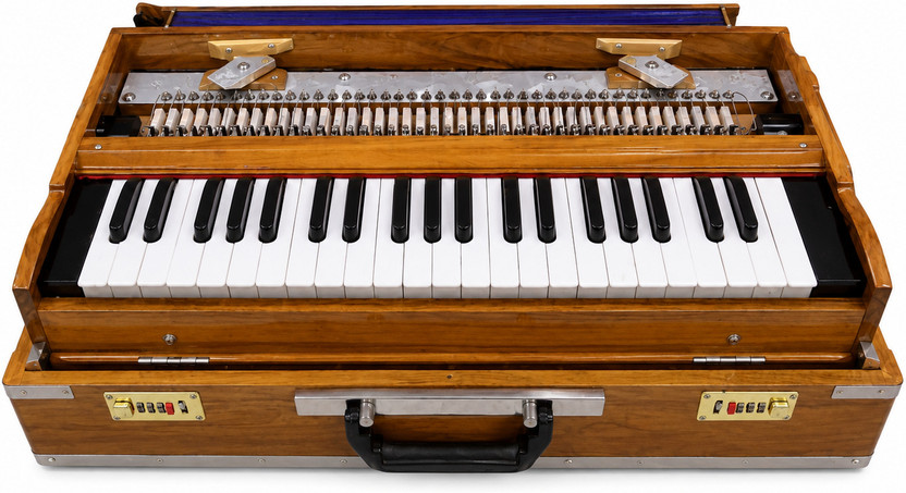 MAYAMUSICALS Student Quality Box Harmonium with 2 set of Reeds 3.5 Octave Hand Pumped Harmonium(Seven Fold Bellow, Bass Reed, Male Reed)
