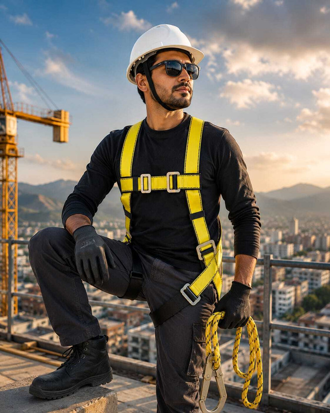 Powersafe Safety Harness Belt Double Lanyard Construction Equipment Full Body Harness(Free Size)