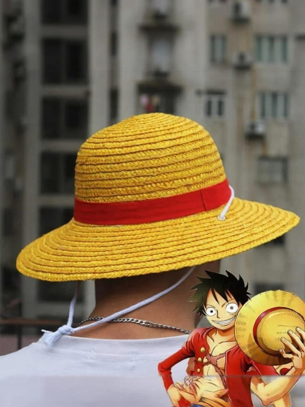 World World Gift Mart Cosplay Straw Cap Anime Luffy Flat Hats Cartoon Props Sun Hat(Yellow, Pack of 1) - Flipkart Deal