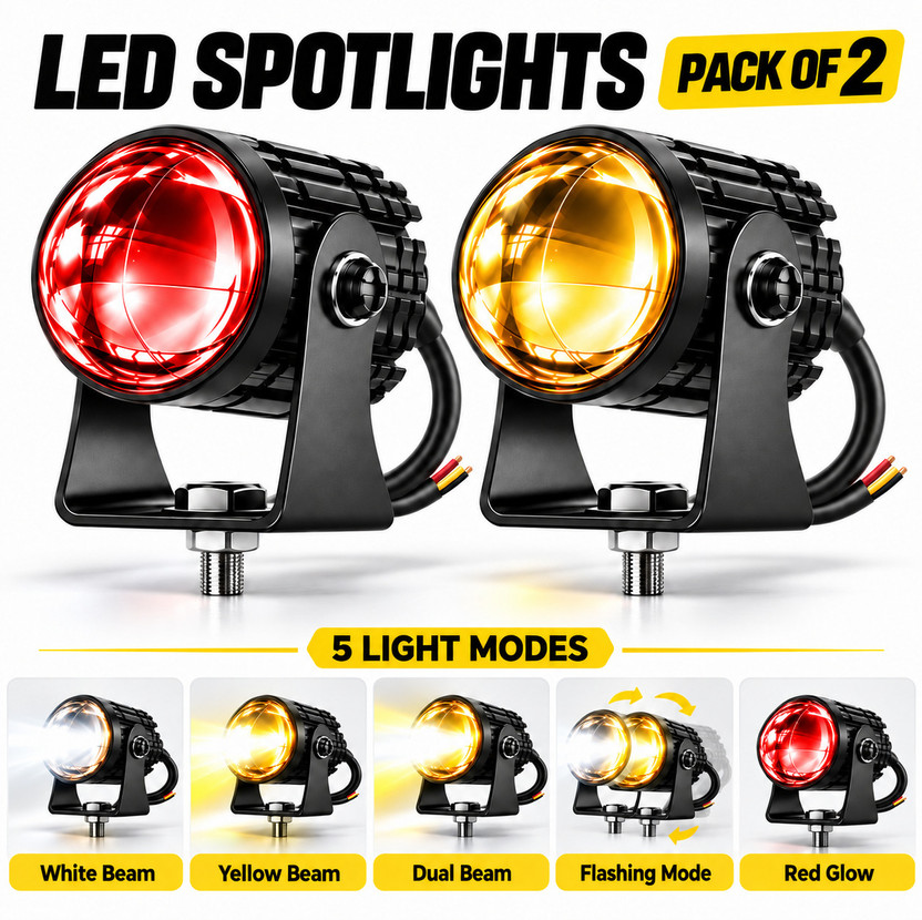 automunk LED Fog Light for Universal For Bike, Universal For Car