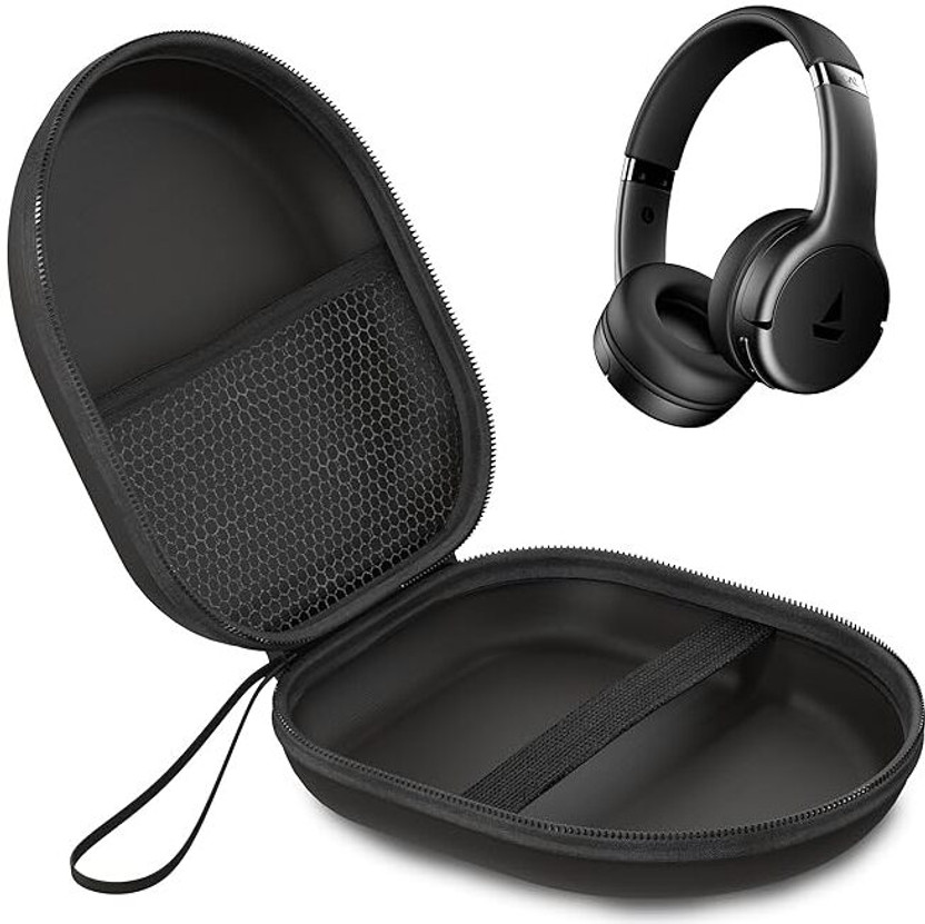 sounce Plastic Zipper Headphone Case For Boat, Sony, JBL, Skullcandy, Marshall, Philips, Sennheiser, Logitech, Boult, Zebronics(Black)