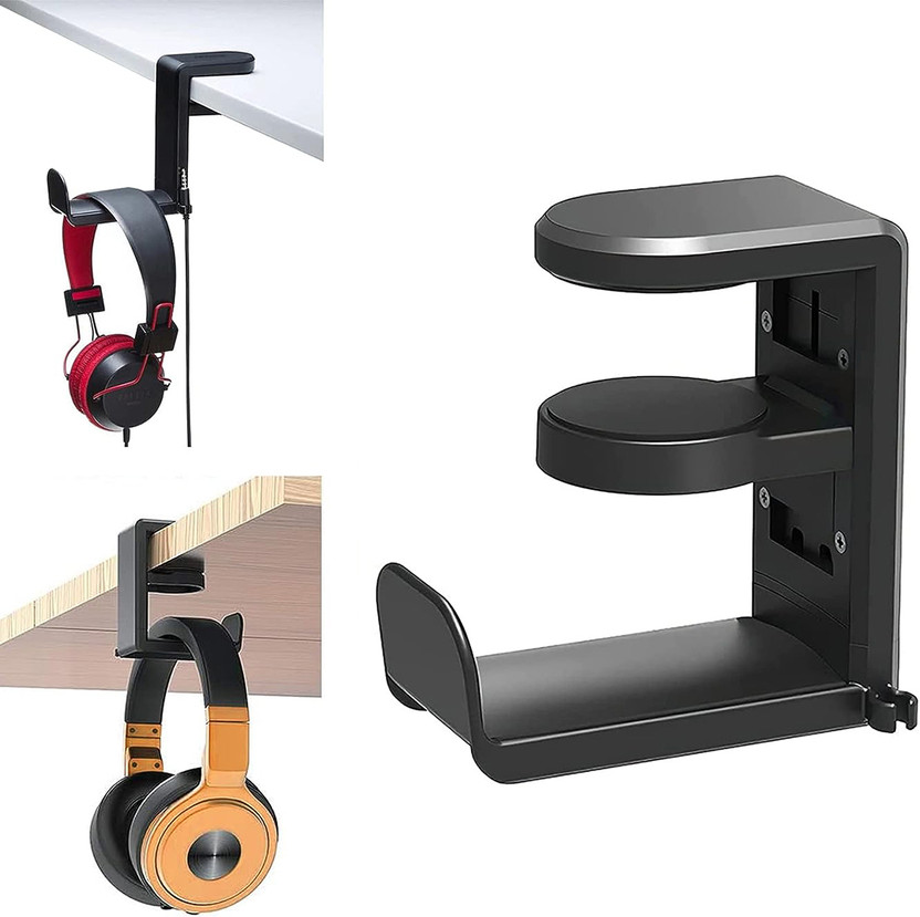 OIVO INDIA 360 Degree Rotation Headset Hanger Holder Gaming Hook Under Desk Mount Clamp Headphone Stand(Black Pack of 1)