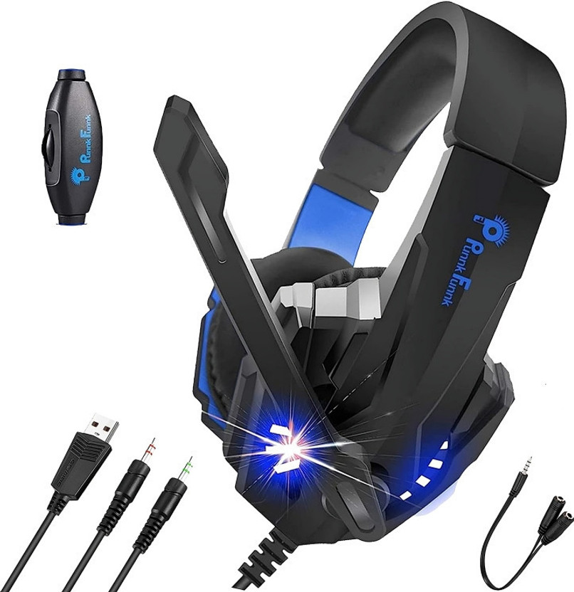 PunnkFunnk K20 Headset, Over Ear Headphones with Mic Wired Gaming(Black, On the Ear)