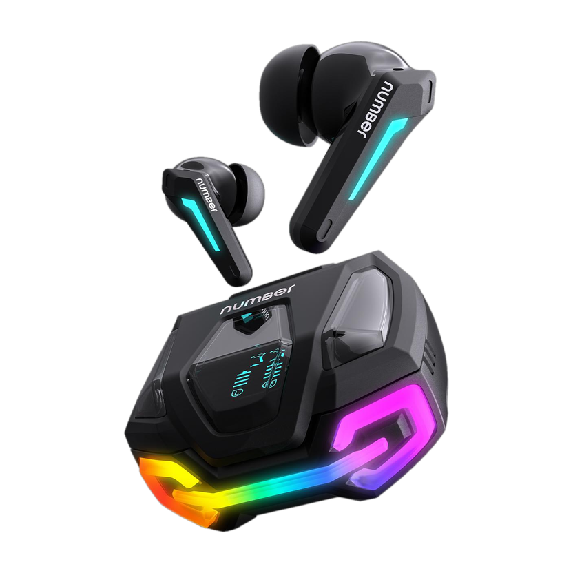 Number Super Buds GT M9 Gaming TWS Earbuds, 60Hr Playback, ANC, 4 Mic ENC, Dual Pairing Bluetooth Gaming(Glass Black, True Wireless)