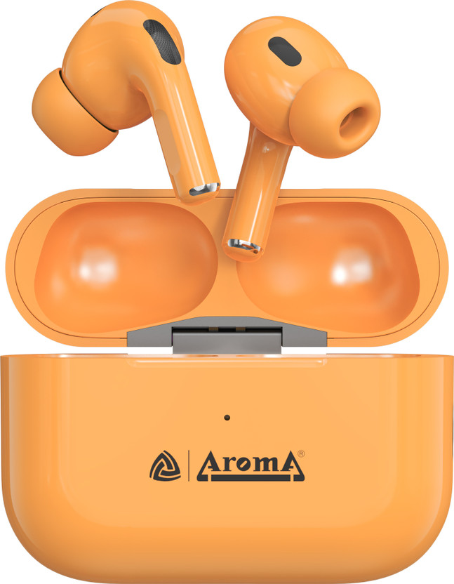 Aroma NB121 Pro Pods2 Upto 40 H Playtime*, ENC with3D Spatial Audio, Dual Pairing Bluetooth(Saffron, True Wireless)